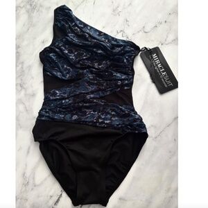 Miraclesuit Nwt One Shoulder Jena Titania Shirring Slimming 1 Piece Swim Suit 6